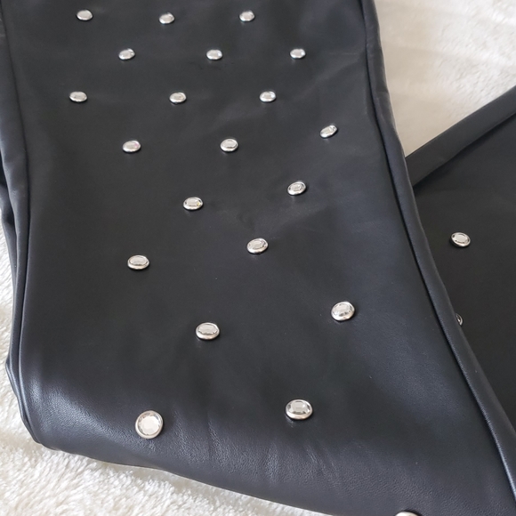 NBW Calzedonia faux leather pants stretchy legging with faux diamond appliqués - Picture 8 of 8